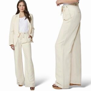 NEW Paige Teyana Wide Leg Pleated Pants Size 0 High Waist Linen Blend Minimalist